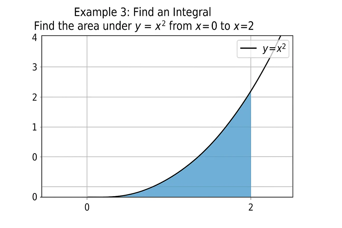 Find an Integral on the online graphing calculator — Find the area under y = x² from x = 0 to x = 2