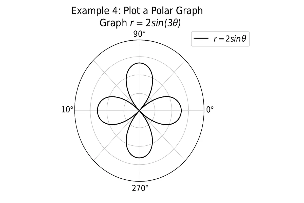 Plot a Polar Graph on the online graphing calculator — Graph r = 2sin(3θ)